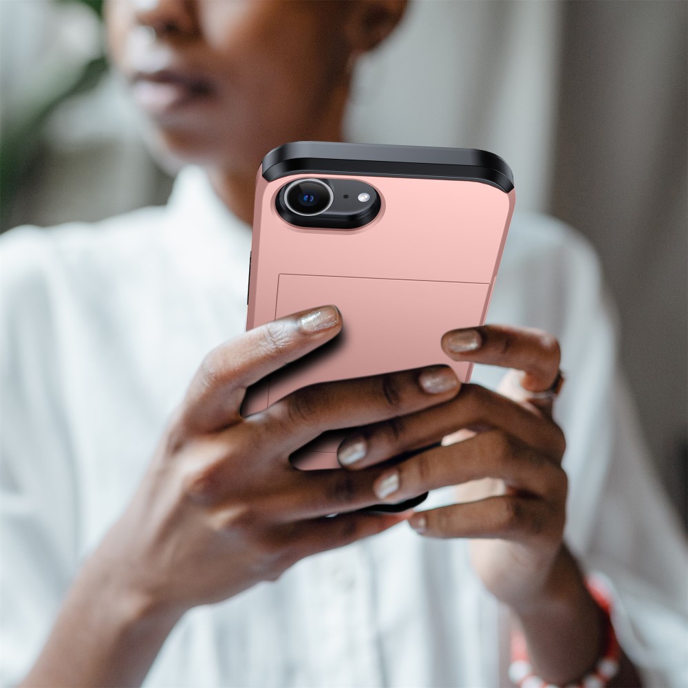 iPhone 17e / 16e Skal Hybrid Med Kortfack Mörk Grön