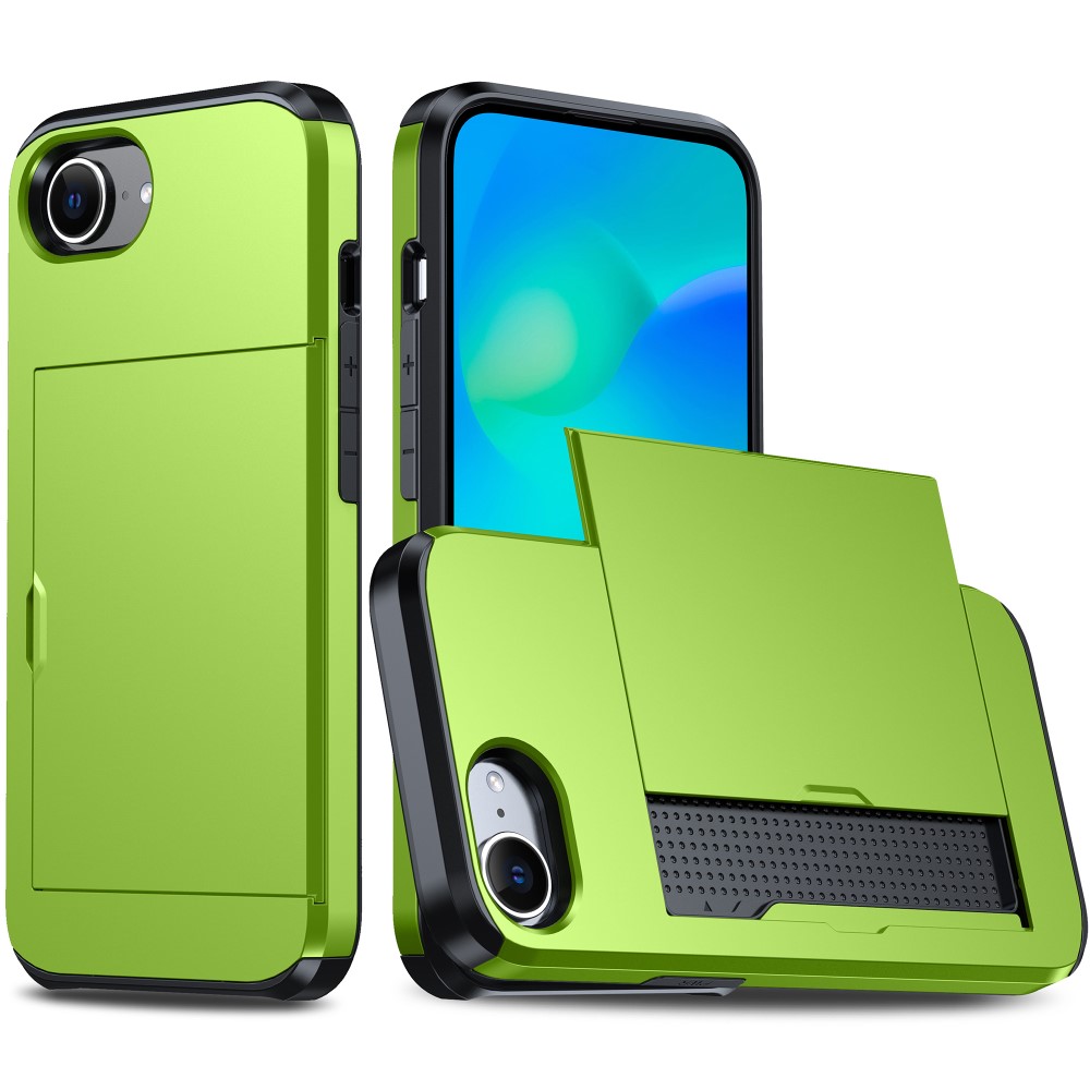  iPhone 17e / 16e Skal Hybrid Med Kortfack Grön