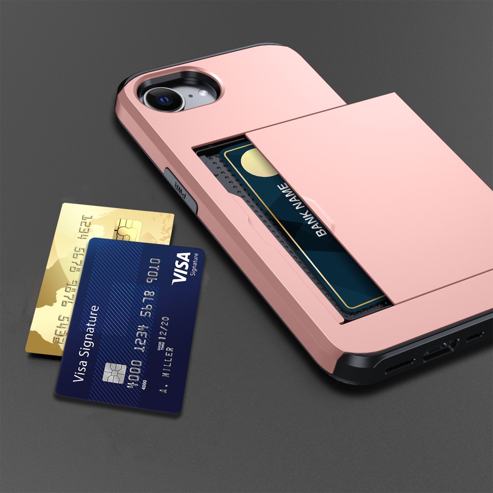  iPhone 17e / 16e Skal Hybrid Med Kortfack Silver