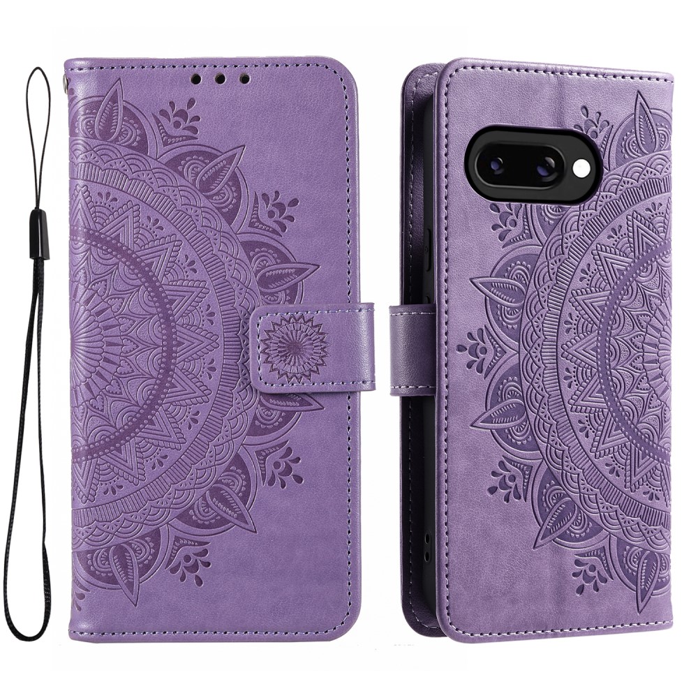  Google Pixel 9a Fodral Mandala Läder Lila