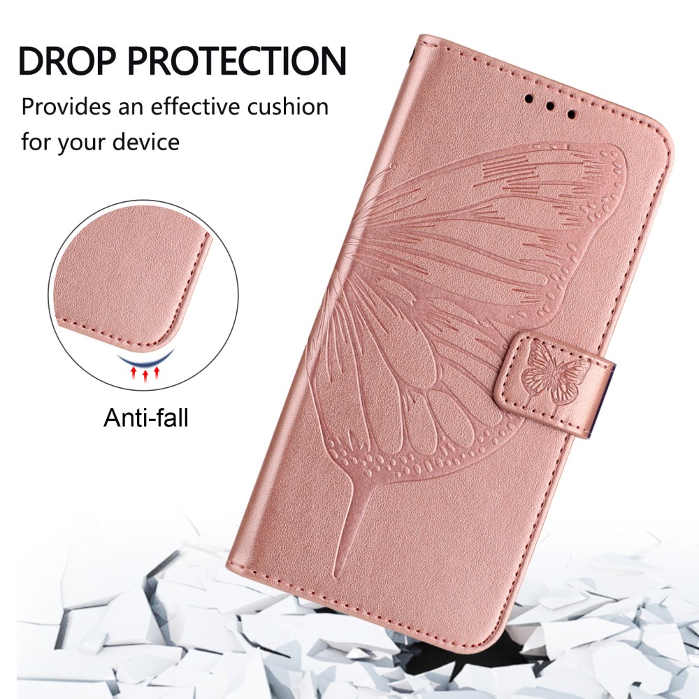  Google Pixel 9a Fodral Fjäril Tryck Roséguld