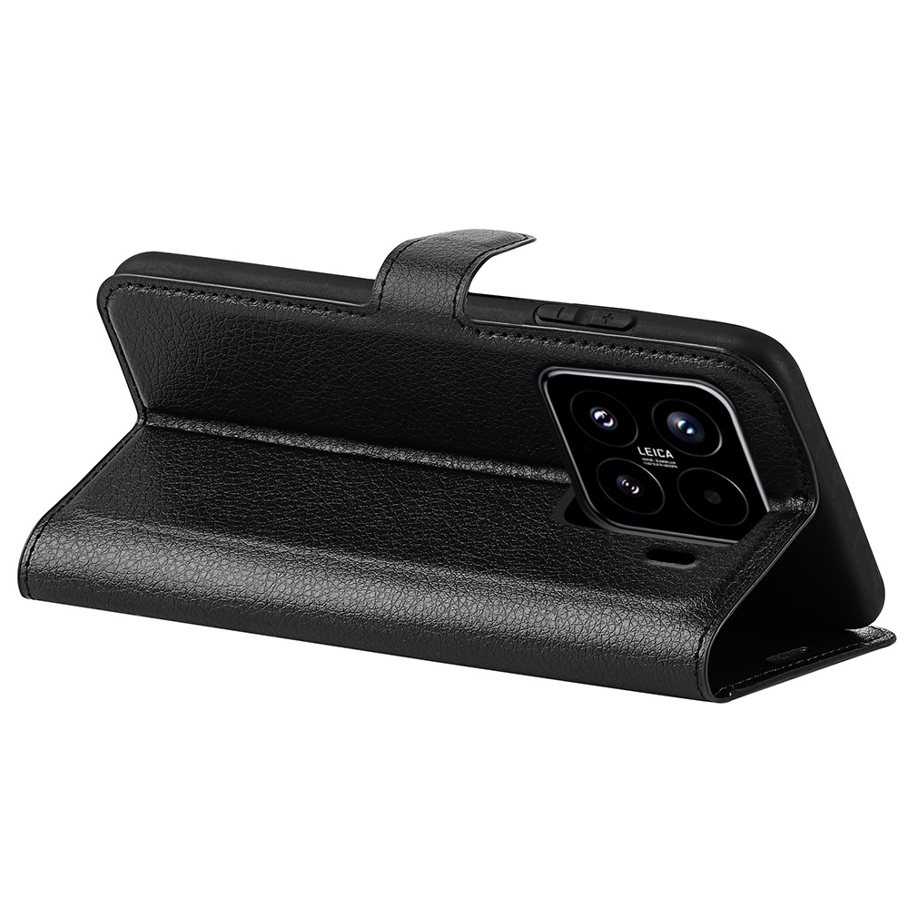  Xiaomi 15 Fodral Litchi Läder Svart