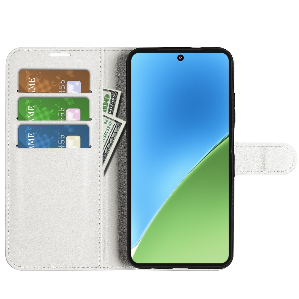  Xiaomi 15 Fodral Litchi Läder Vit