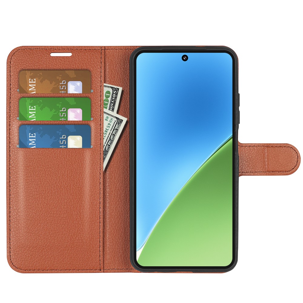  Xiaomi 15 Fodral Litchi Läder Brun