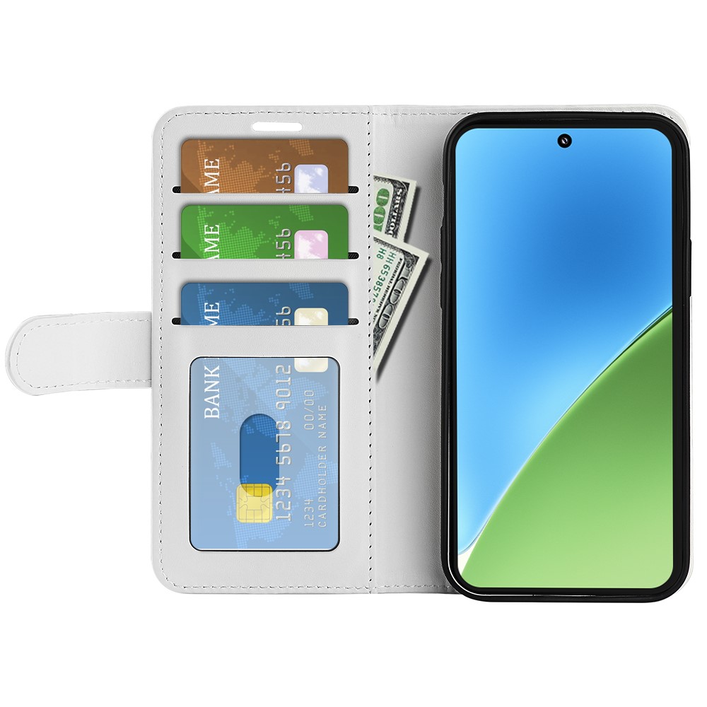  Xiaomi 15 Fodral Crazy Horse Läder Vit