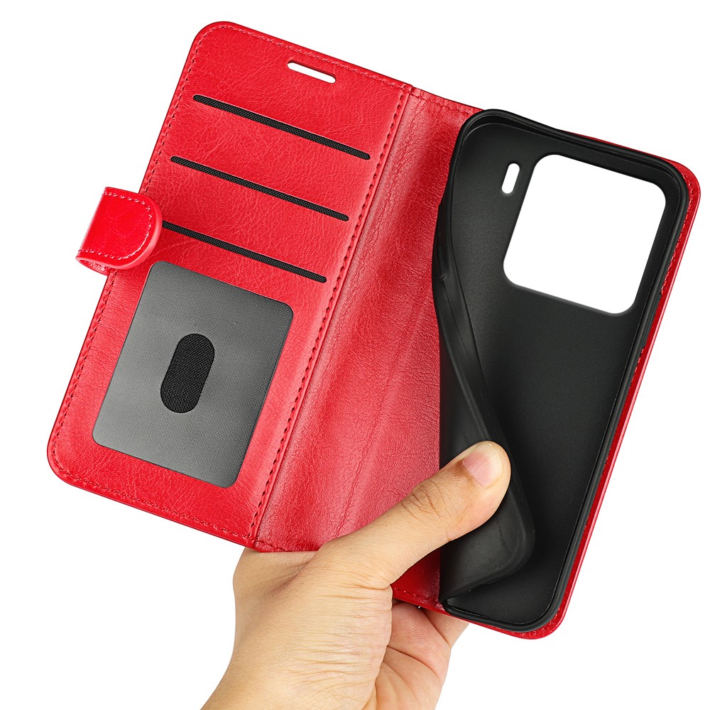  Xiaomi 15 Fodral Crazy Horse Läder Röd