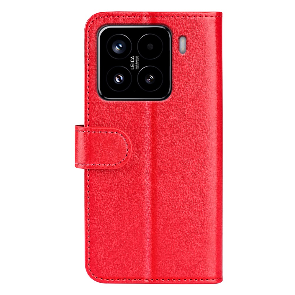  Xiaomi 15 Fodral Crazy Horse Läder Röd