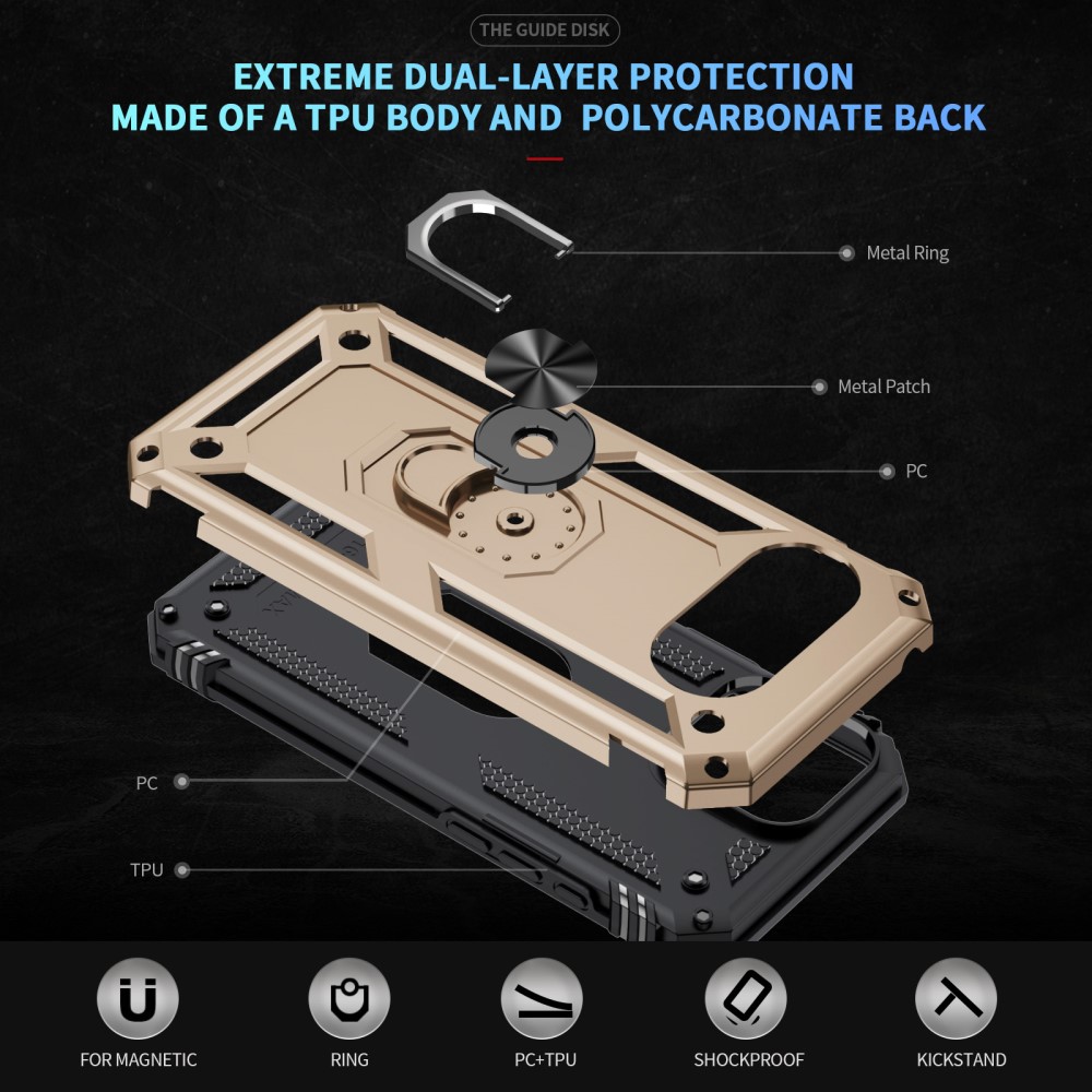  Google Pixel 9a Skal Shockproof Hybrid Ring Guld