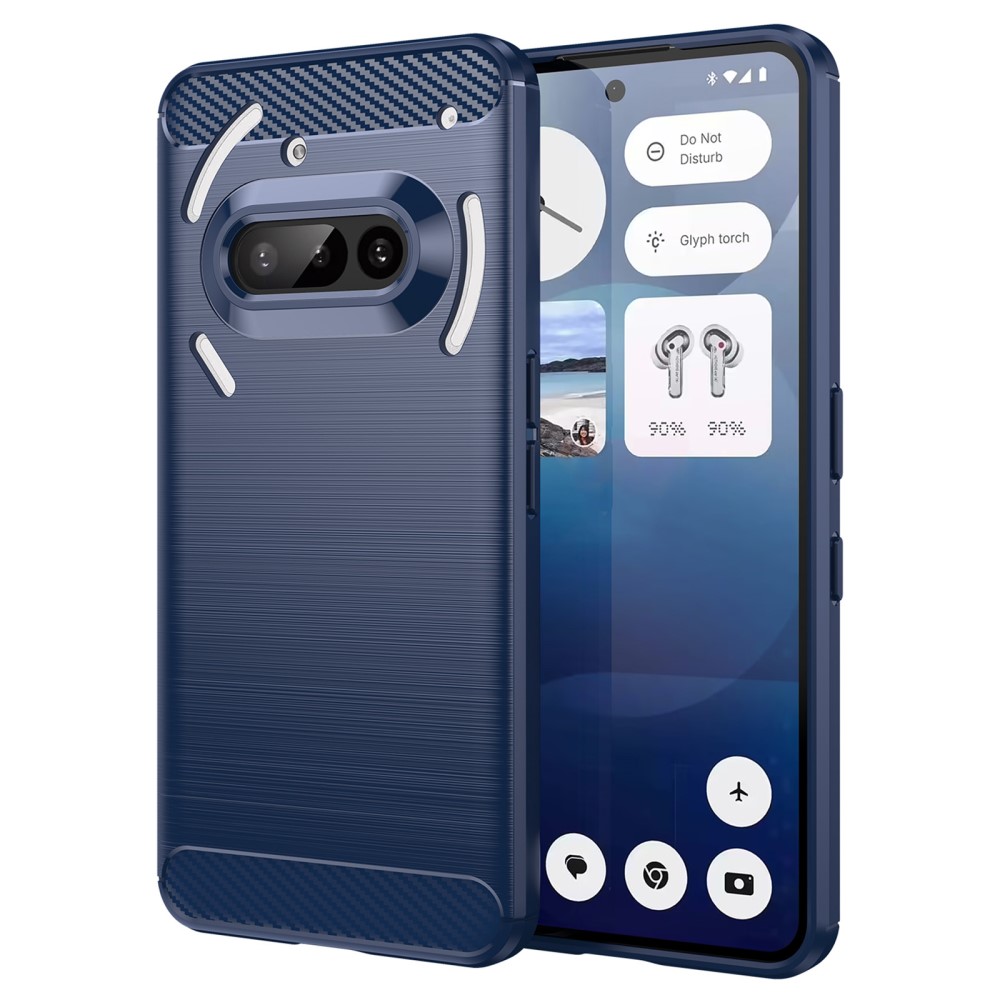  Nothing Phone 3a Skal Borstad Stål Textur Blå