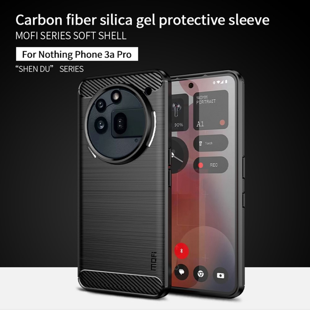 MOFI MOFI Nothing Phone 3a Pro Skal Borstad Stål Textur Svart