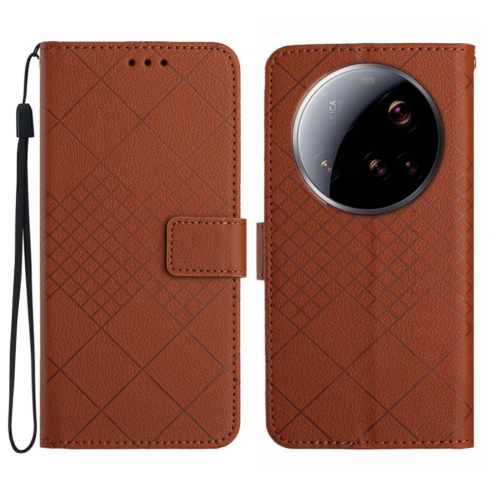  Xiaomi 15 Ultra Fodral Läder Rhombus Brun