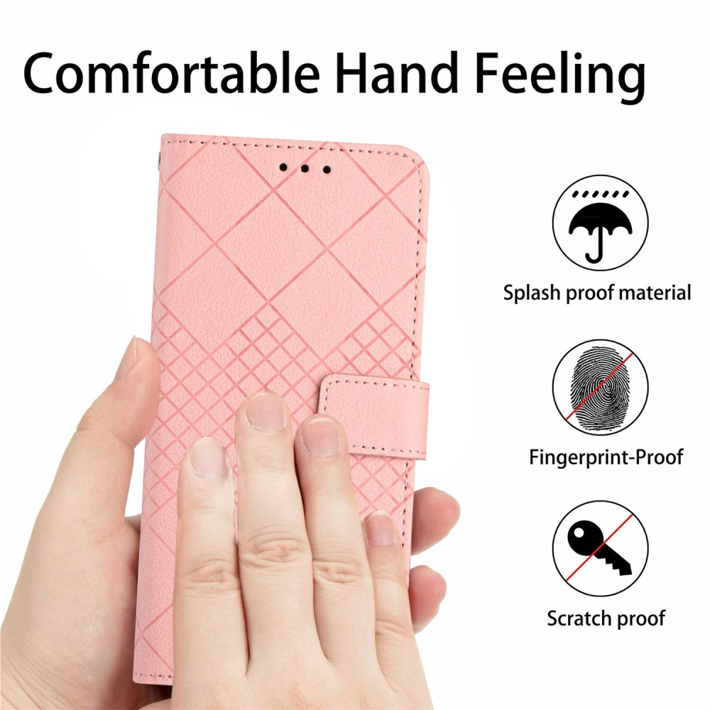  Xiaomi 15 Ultra Fodral Läder Rhombus Rosa