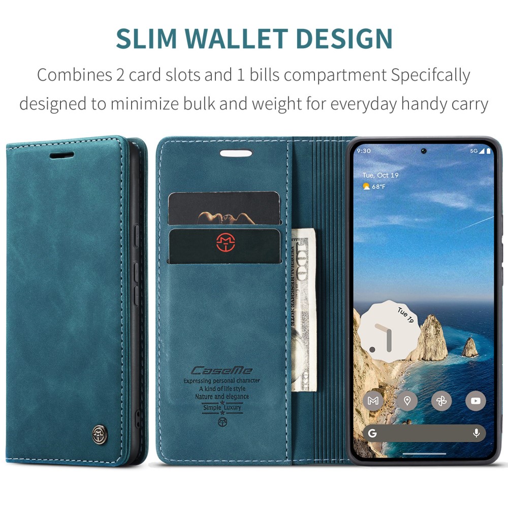 CASEME CASEME Google Pixel 9a Fodral Flip Retro Läder Blå