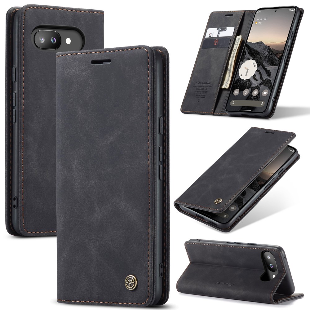 CASEME CASEME Google Pixel 9a Fodral Flip Retro Läder Svart