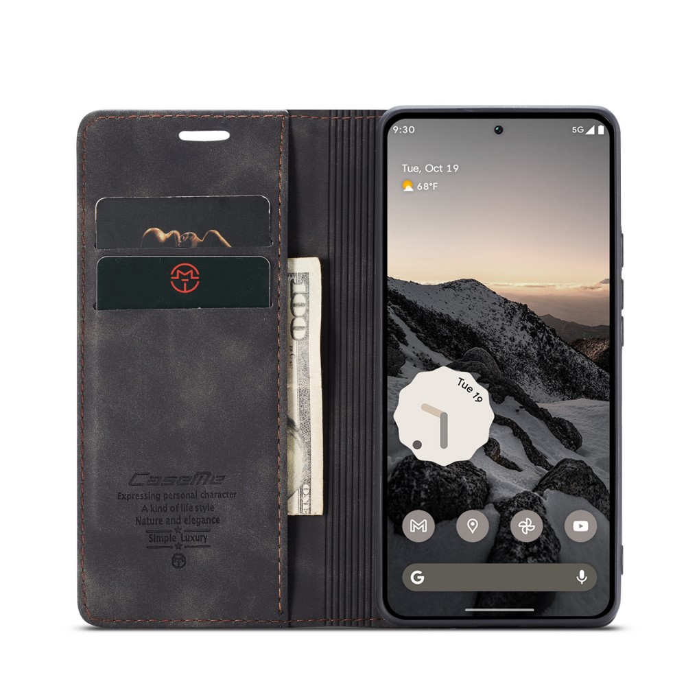 CASEME CASEME Google Pixel 9a Fodral Flip Retro Läder Svart