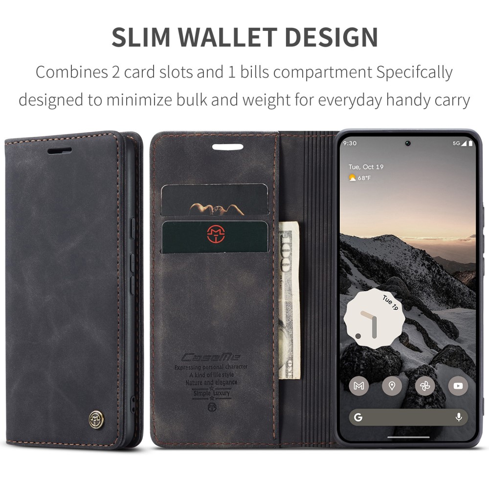 CASEME CASEME Google Pixel 9a Fodral Flip Retro Läder Svart