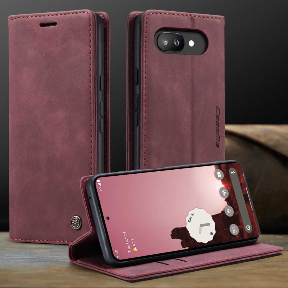 CASEME CASEME Google Pixel 9a Fodral Flip Retro Läder Röd