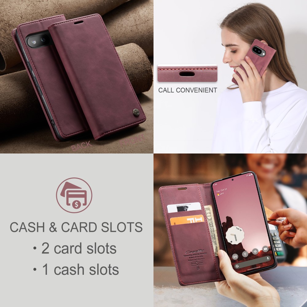 CASEME CASEME Google Pixel 9a Fodral Flip Retro Läder Röd