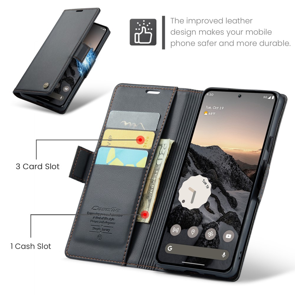 CASEME CASEME Google Pixel 9a Fodral RFID Läder Svart