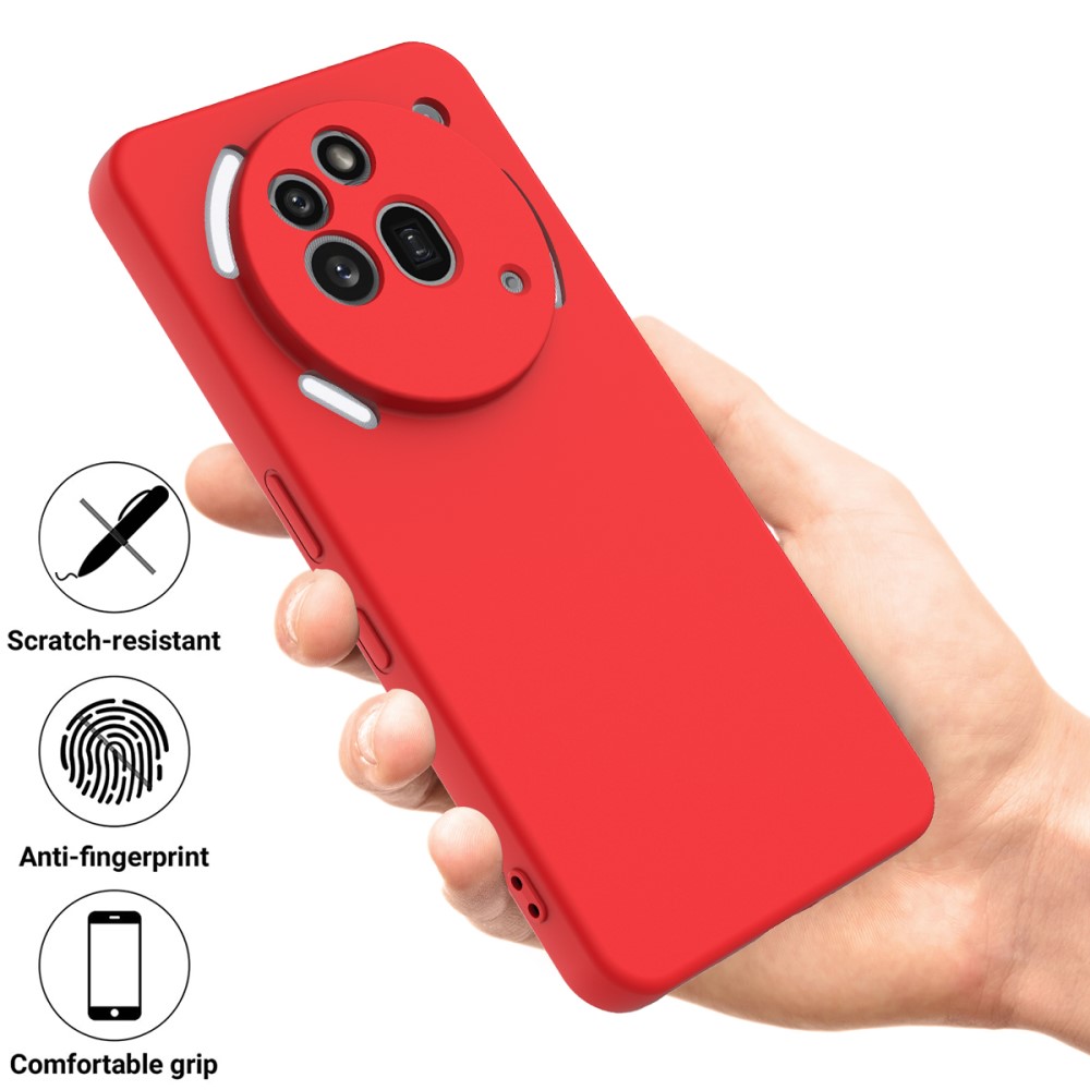  Nothing Phone 3a Pro Skal Liquid Silikon Med Strap Röd