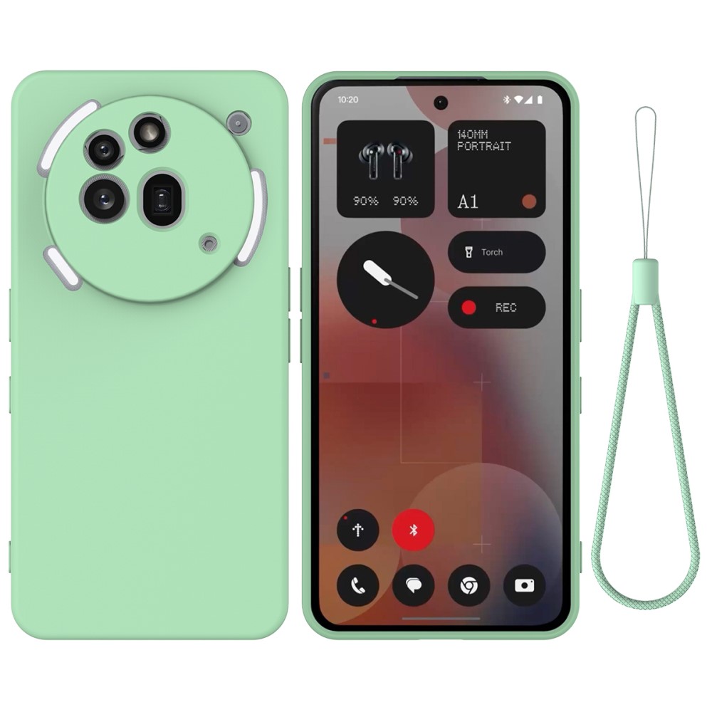  Nothing Phone 3a Pro Skal Liquid Silikon Med Strap Grön