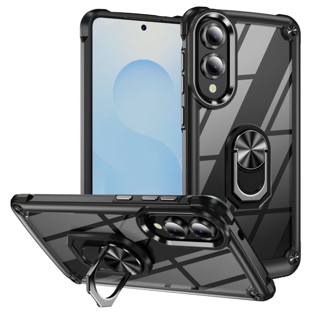  Samsung Galaxy S25 Edge Skal Shockproof Ring Hybrid Svart