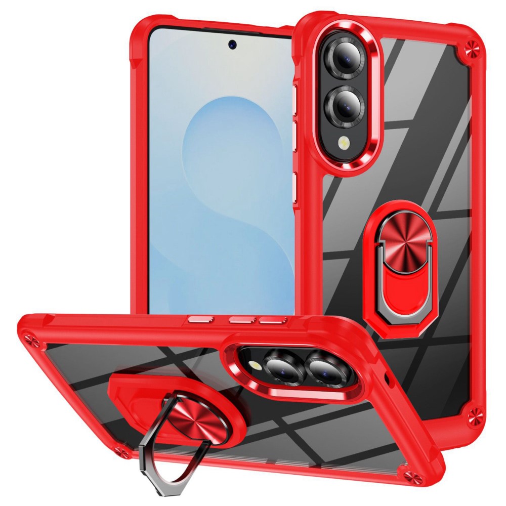  Samsung Galaxy S25 Edge Skal Shockproof Ring Hybrid Röd