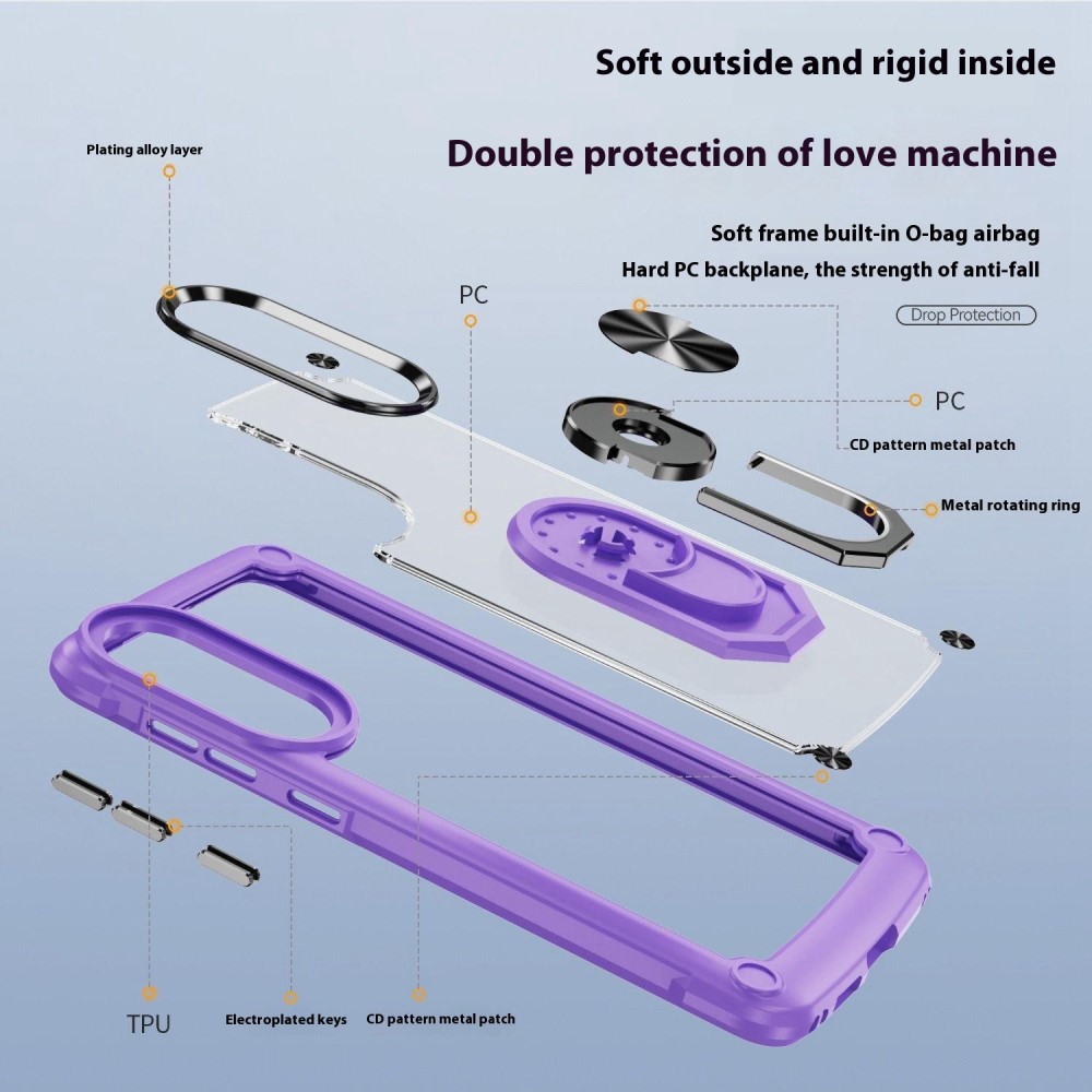  Samsung Galaxy S25 Edge Skal Shockproof Ring Hybrid Röd