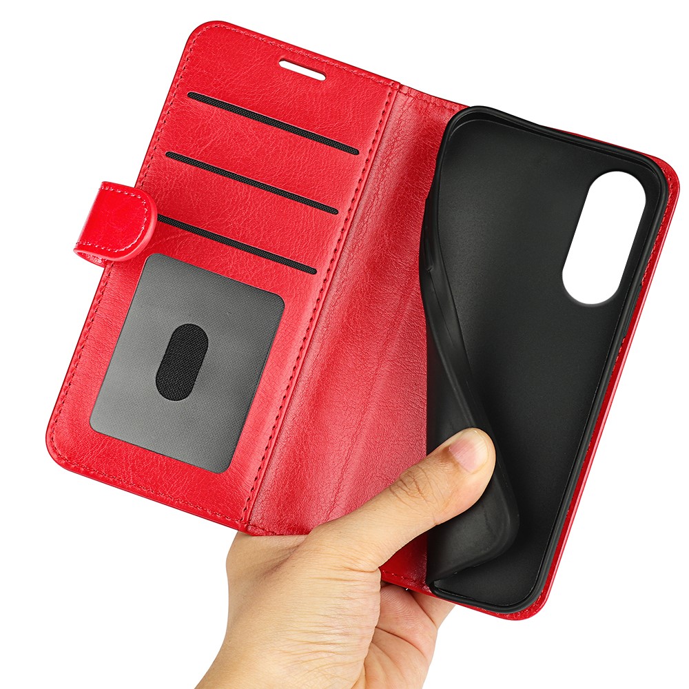  Samsung Galaxy S25 Edge Fodral Crazy Horse Läder Röd