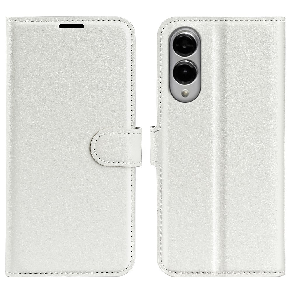  Samsung Galaxy S25 Edge Fodral Litchi Läder Vit