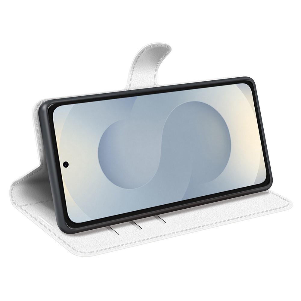  Samsung Galaxy S25 Edge Fodral Litchi Läder Vit
