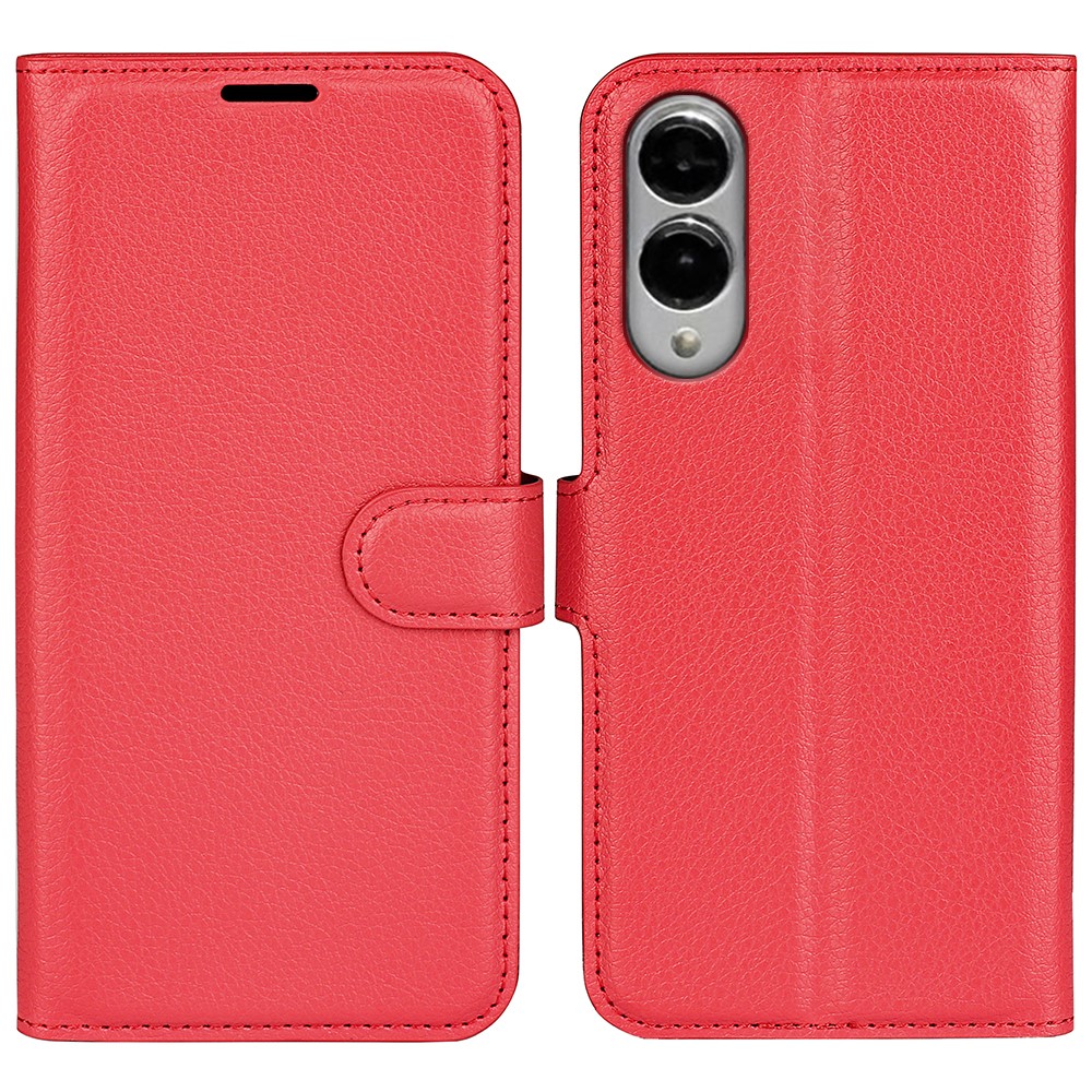  Samsung Galaxy S25 Edge Fodral Litchi Läder Röd
