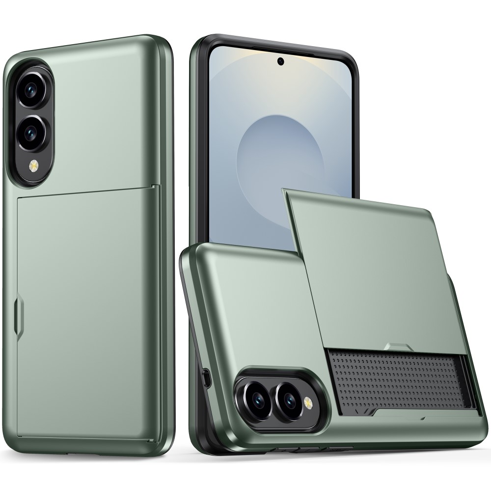  Samsung Galaxy S25 Edge Skal Hybrid Med Kortfack Militär Grön