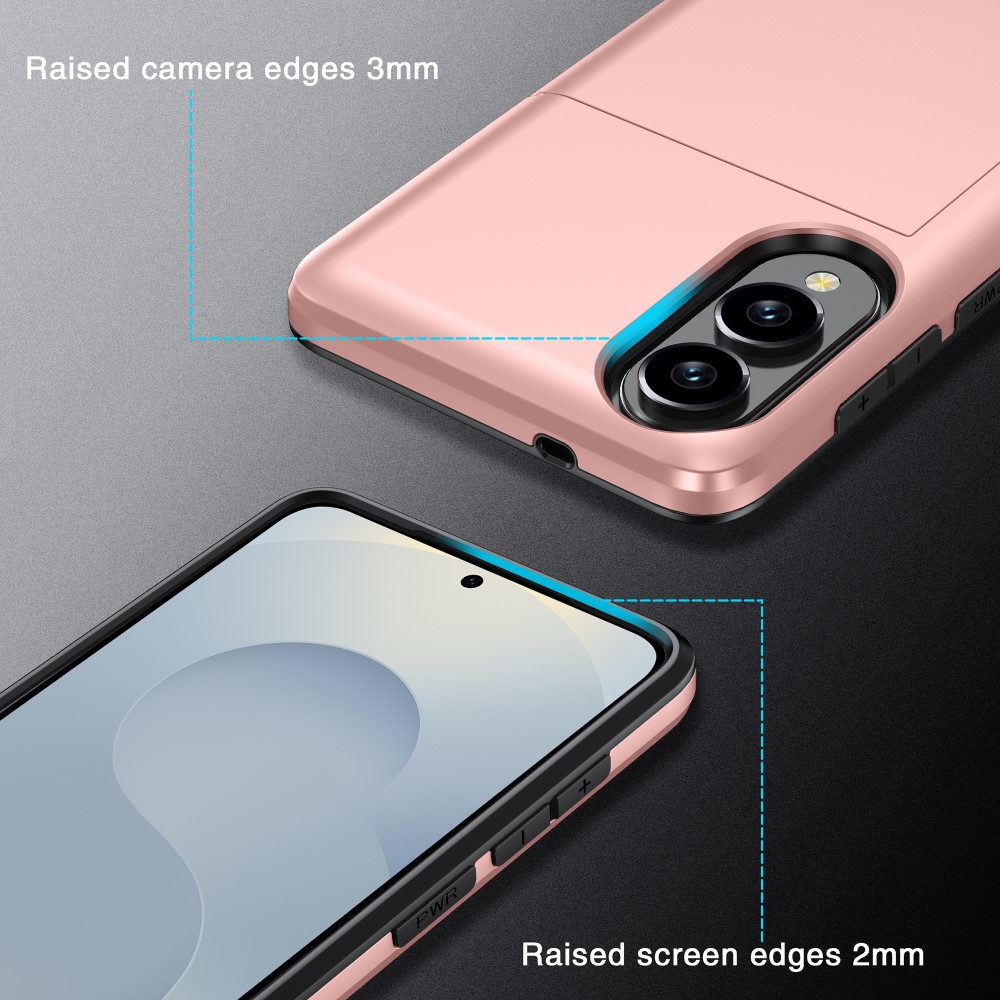  Samsung Galaxy S25 Edge Skal Hybrid Med Kortfack Rosa
