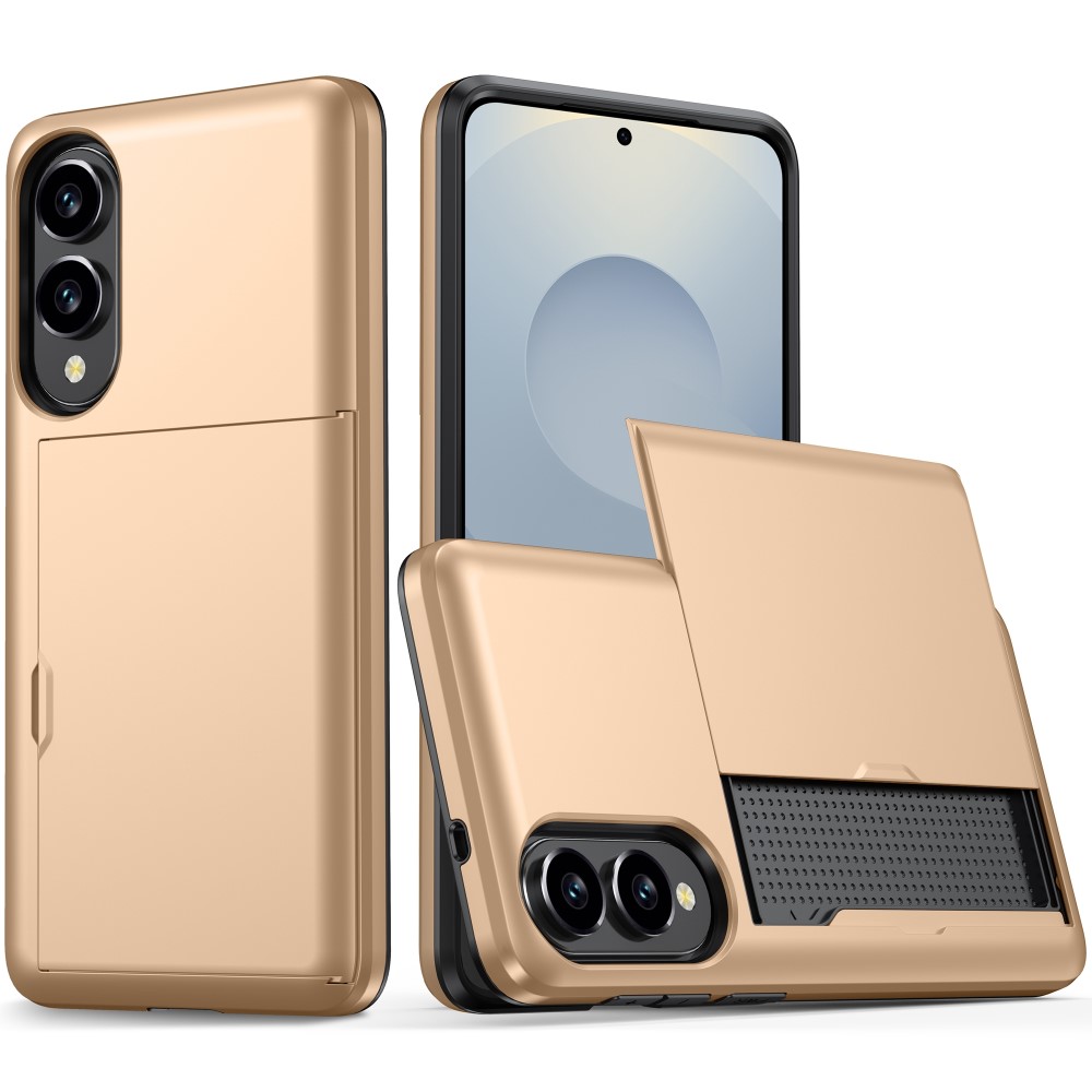  Samsung Galaxy S25 Edge Skal Hybrid Med Kortfack Guld