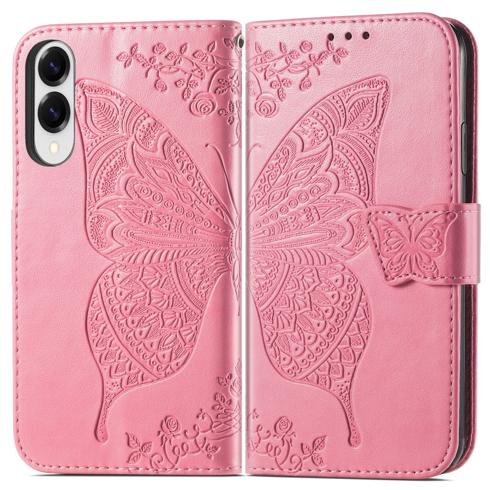  Samsung Galaxy S25 Edge Fodral Med Fjäril Tryck Rosa