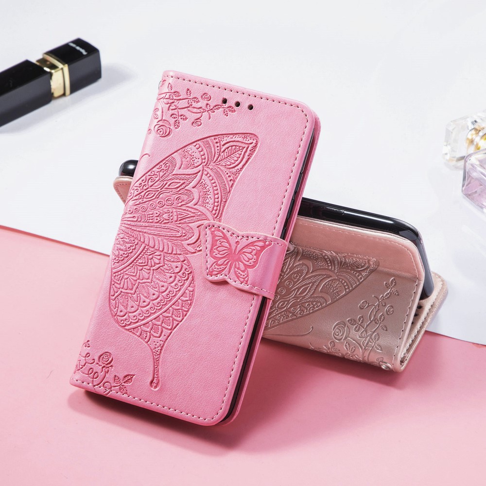  Samsung Galaxy S25 Edge Fodral Med Fjäril Tryck Rosa