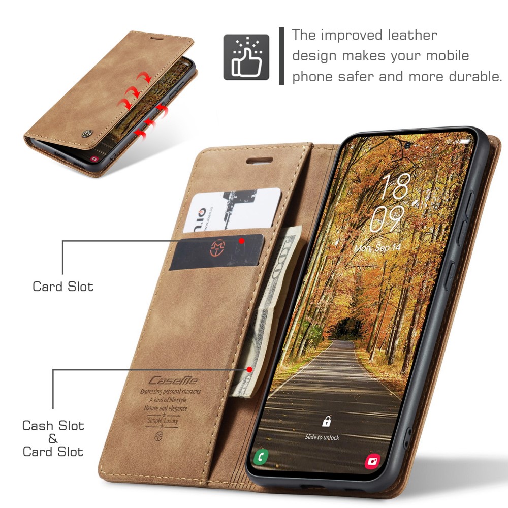 CASEME CASEME Samsung Galaxy S25 Edge Fodral Flip Läder Brun