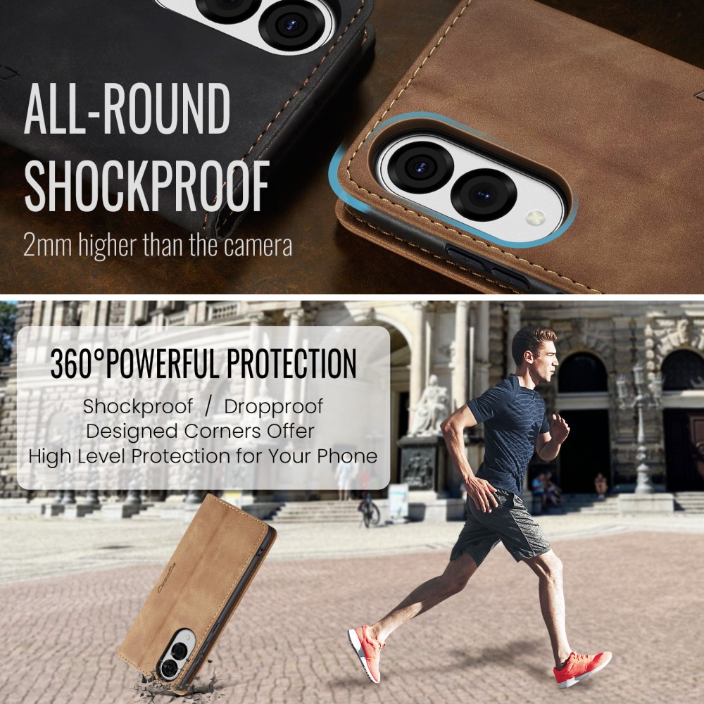 CASEME CASEME Samsung Galaxy S25 Edge Fodral Flip Läder Brun