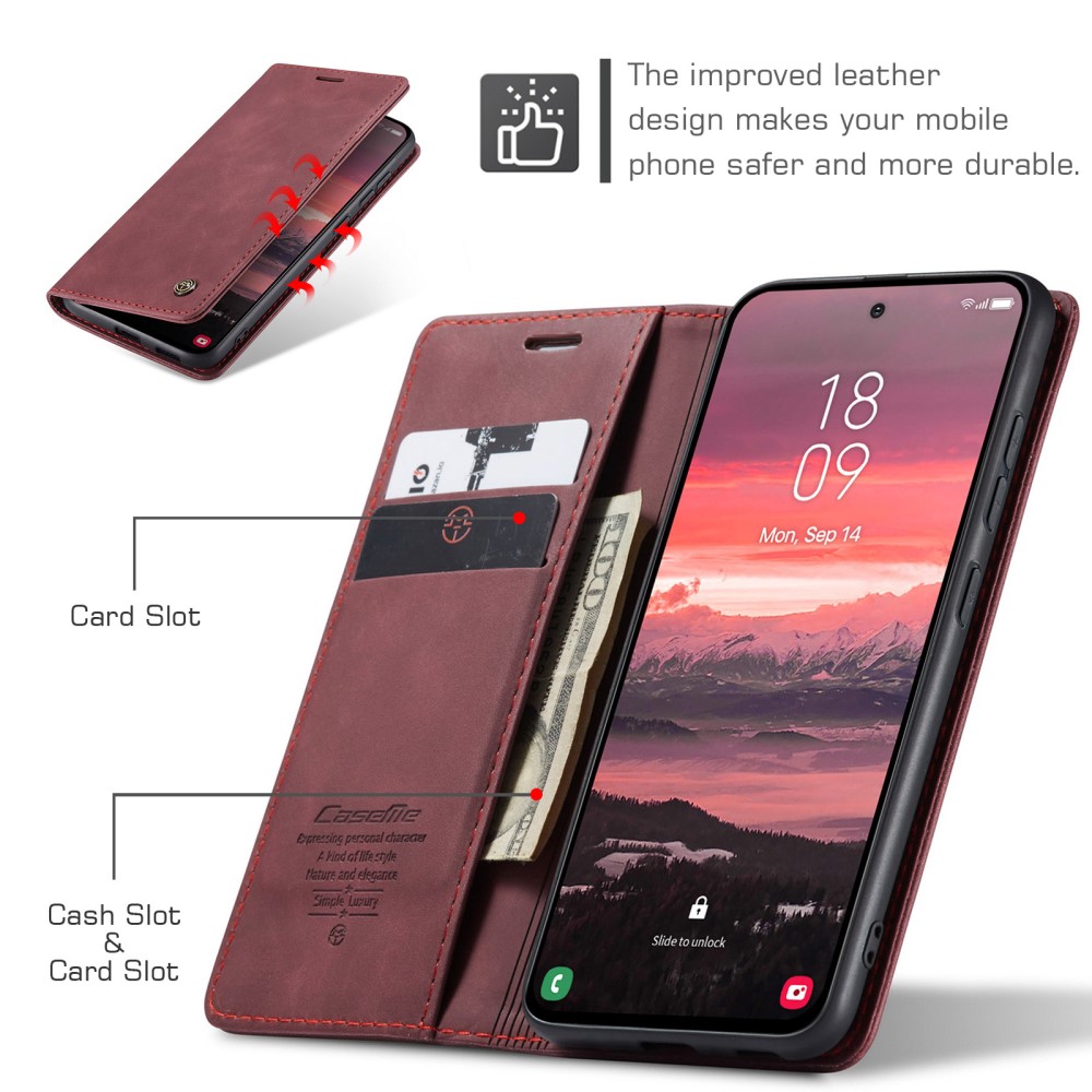 CASEME CASEME Samsung Galaxy S25 Edge Fodral Flip Läder Röd