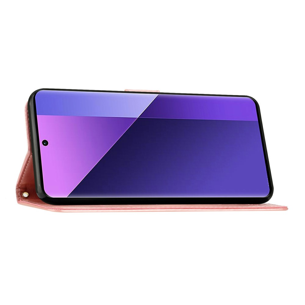  Samsung Galaxy S25 Edge Fodral Med Blommigt Tryck Roséguld