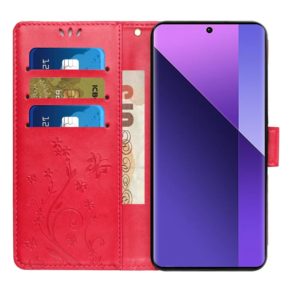  Samsung Galaxy S25 Edge Fodral Med Blommigt Tryck Röd