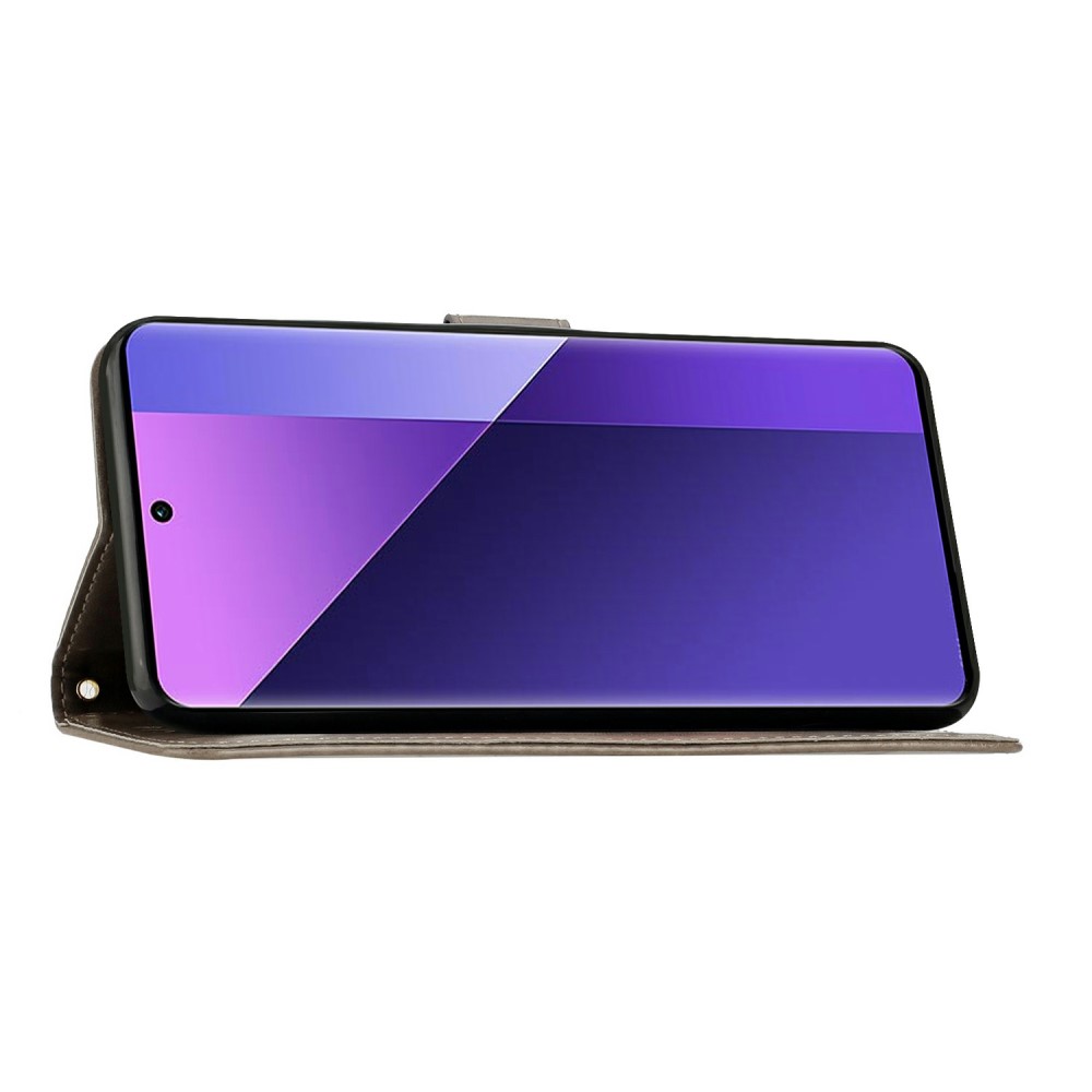  Samsung Galaxy S25 Edge Fodral Med Blommigt Tryck Grå