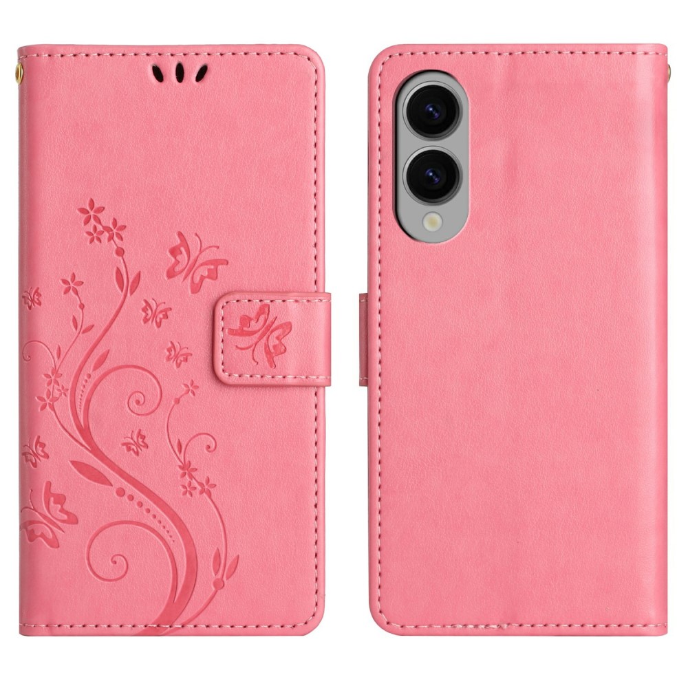  Samsung Galaxy S25 Edge Fodral Med Blommigt Tryck Rosa