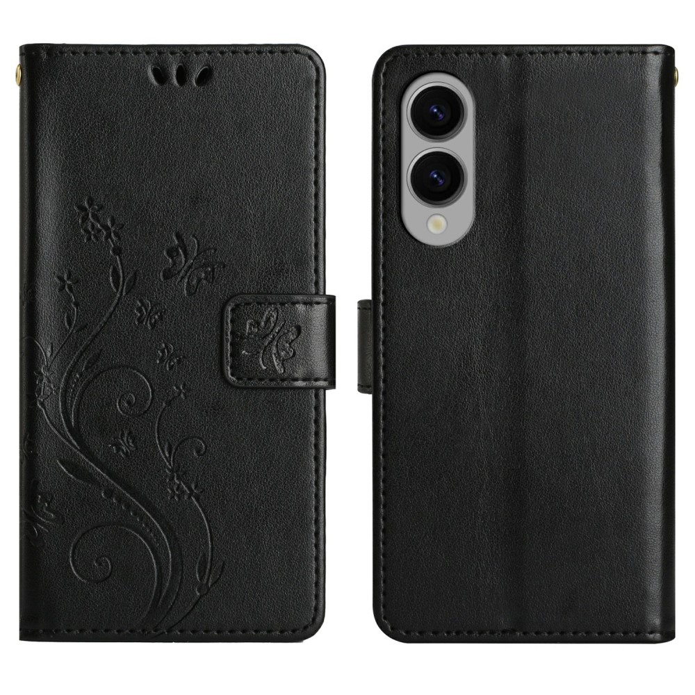  Samsung Galaxy S25 Edge Fodral Med Blommigt Tryck Svart