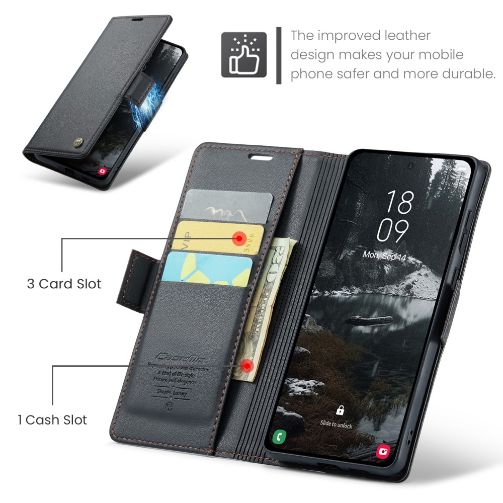 CASEME CASEME Samsung Galaxy S25 Edge Fodral Läder RFID Svart