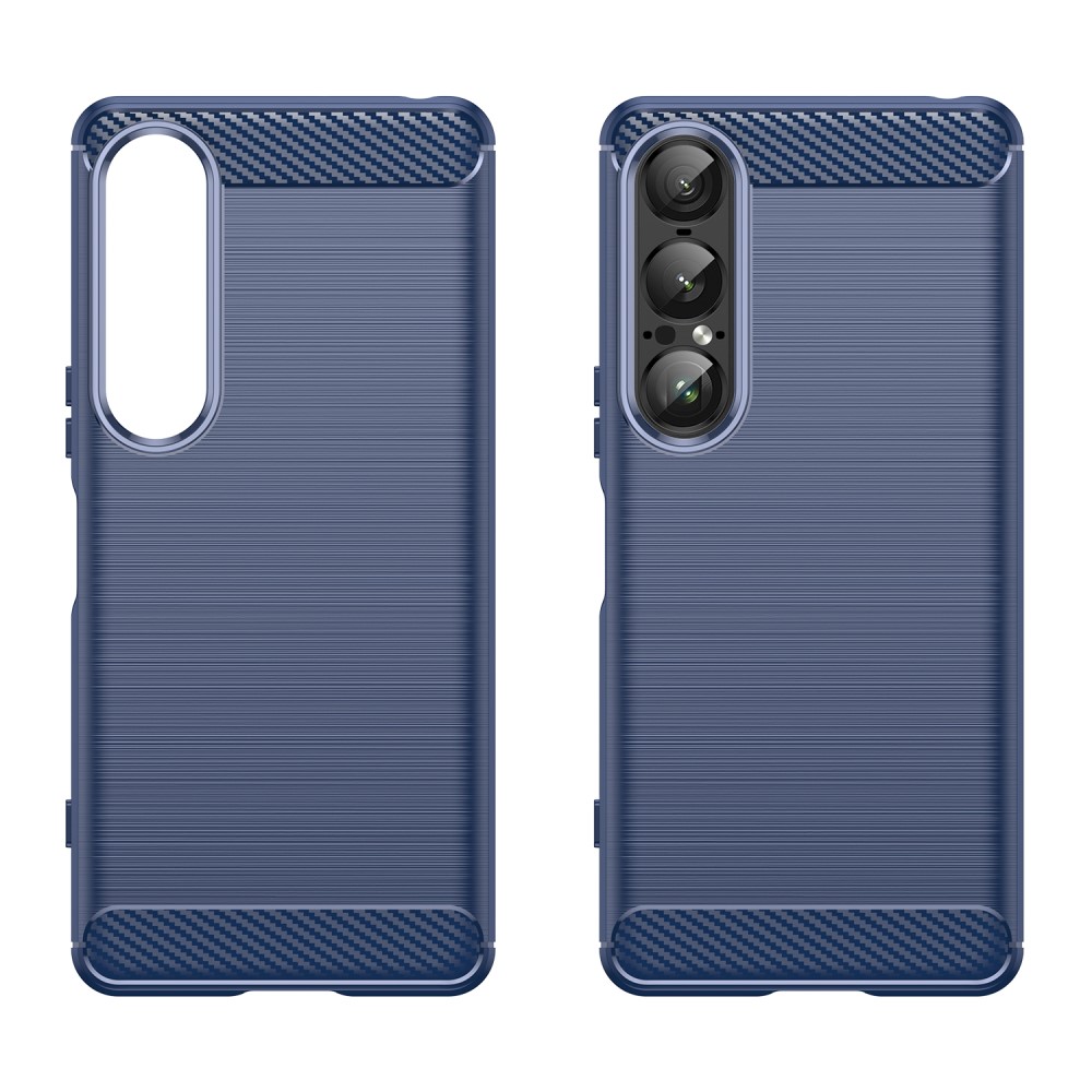  Sony Xperia 1 VII Skal Borstad Stål Textur Blå