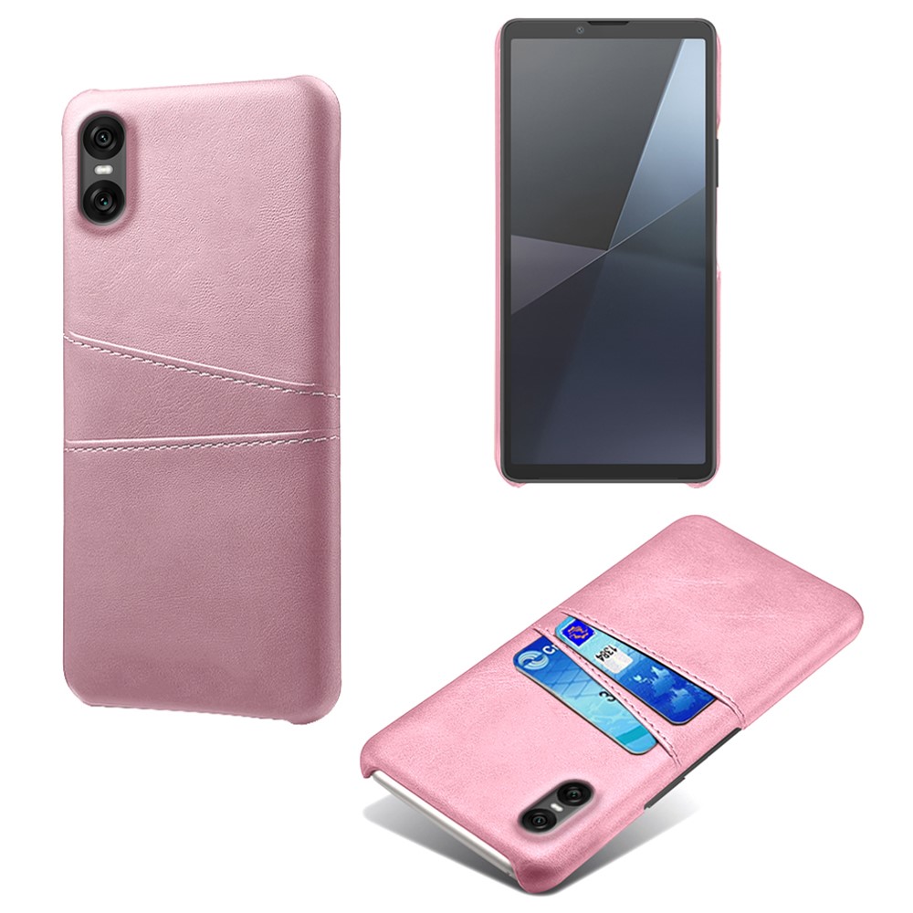  Sony Xperia 10 VII Läderbelagt Skal Med Kortfack Roséguld