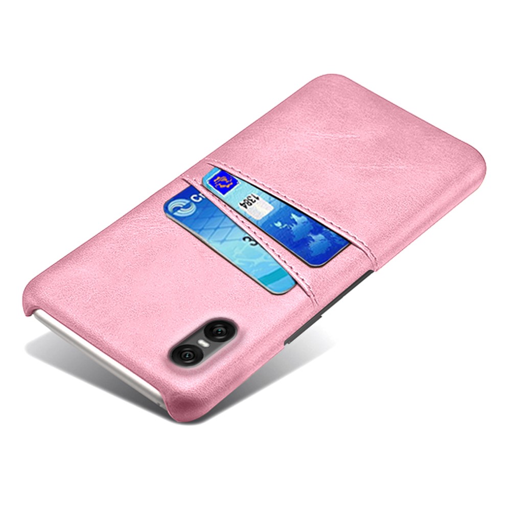  Sony Xperia 10 VII Läderbelagt Skal Med Kortfack Roséguld
