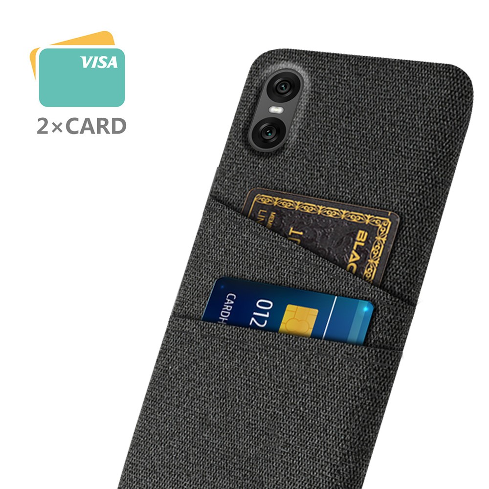  Sony Xperia 10 VII Skal Med Kortfack Tygbelagt Svart